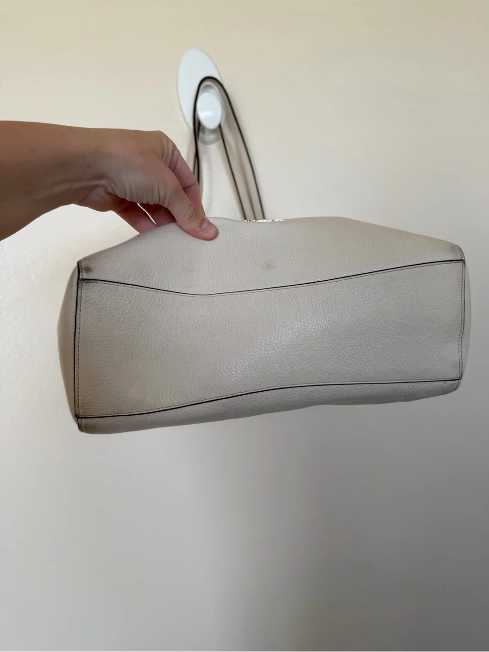 COACH Pebble Leather Town Tote in Chalk White F12184